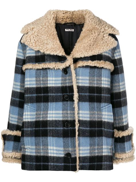 miu miu checked coat|Luxury Women's Coats and Jackets .